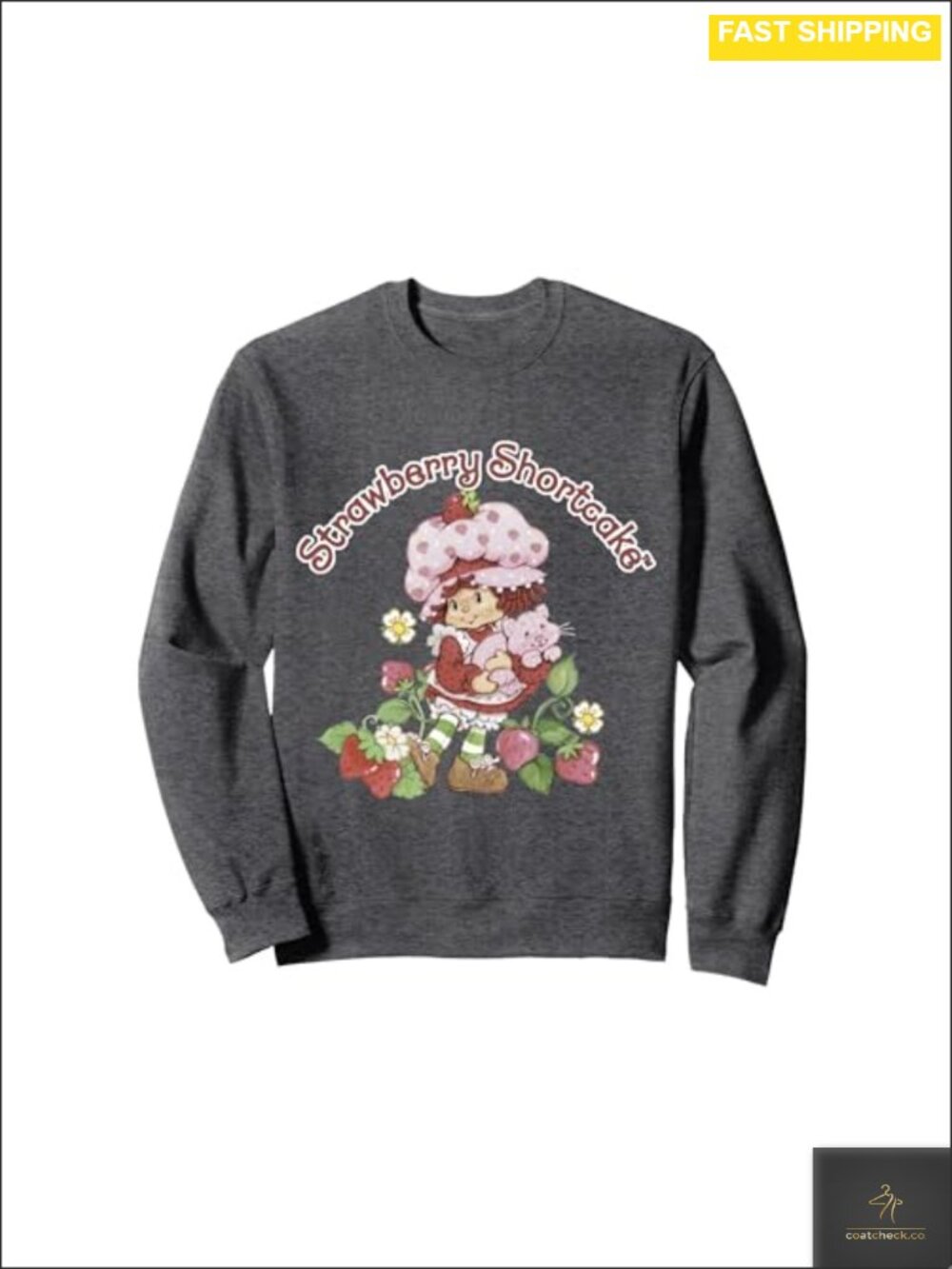Vintage Strawberry Shortcake Sweatshirt Classic Fit Twill-Taped Neck